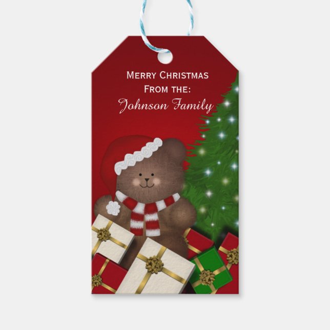 Personalized Christmas Bear Tags (Front)