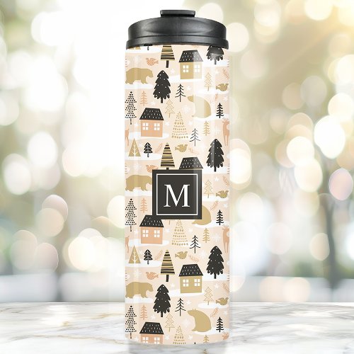 Personalized Christmas Bear Village Thermal Tumbler