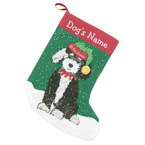 Personalized Christmas Bernedoodle Elf Small Christmas Stocking