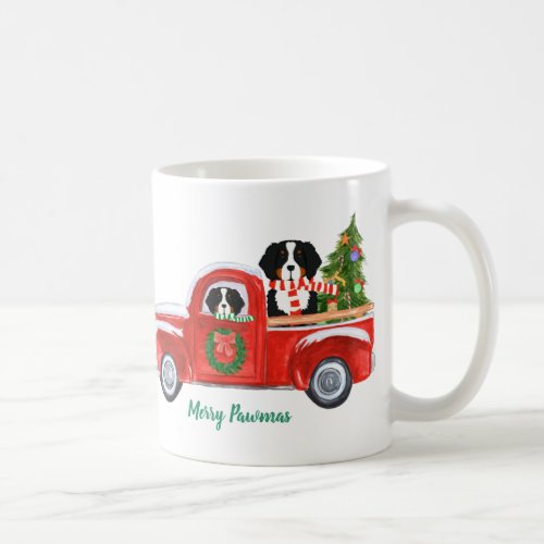 Personalized Christmas Berner Dogs Red Truck Coffee Mug