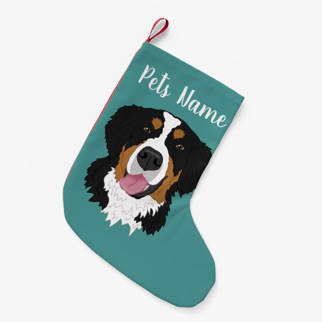 Personalized Christmas Bernese Mountain Dog   Small Christmas Stocking (Front (Hanging))