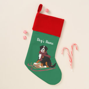 Personalized Christmas Bernese Mt Dog Sledding Stocking