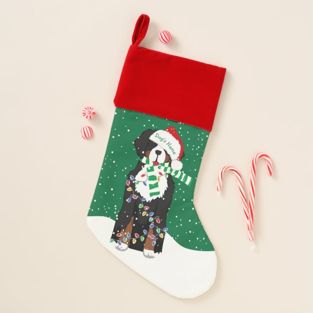 Personalized Christmas Bernese Mt Holiday Dog Christmas Stocking (Front)