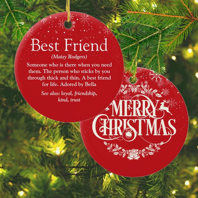 Personalized Christmas Best Friend Definition Ceramic Ornament (Personalized Christmas Best Friend Definition Ceramic Ornament)