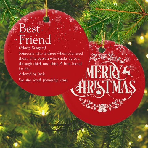 Personalized Christmas Best Friend Definition Ceramic Ornament