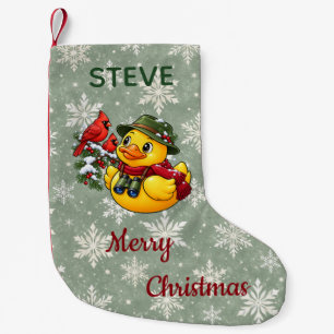Personalized Christmas Birdwatcher Rubber Duck Small Christmas Stocking