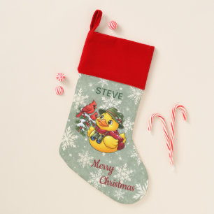Personalized Christmas Birdwatcher Rubber Duck Stocking