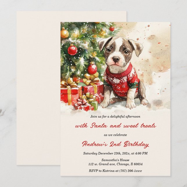 Personalized Christmas Birthday Invitations (Front/Back)