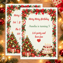 Personalized Christmas Birthday Party Invitation