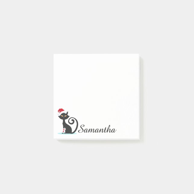 Personalized Christmas Black Cat Notes (Front)