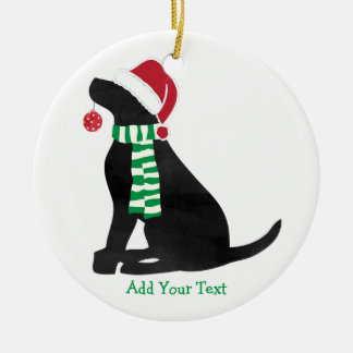 Personalized Christmas Black Lab Holiday Dog Ceramic Ornament