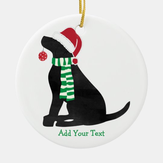 Personalized Christmas Black Lab Holiday Dog Ceramic Ornament | Zazzle.com