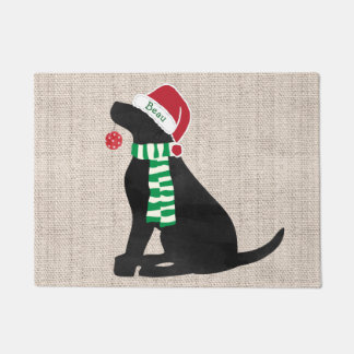 Personalized Christmas Black Lab Holiday Dog Doormat