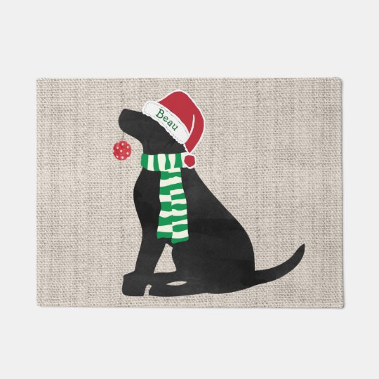 Personalized Christmas Black Lab Holiday Dog Doormat Zazzle Com