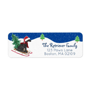 Personalized Christmas Black Lab On Sled Label