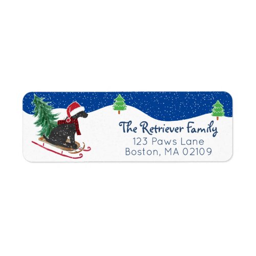 Personalized Christmas Black Lab On Sled Label