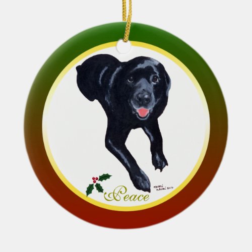 Personalized Christmas Black Labrador Ornament
