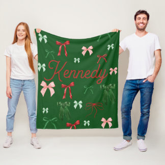 Personalized Christmas Blanket Gift for Her Bows