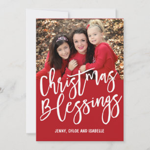 Personalized Christmas Blessings Family Photo Card
