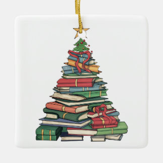 Personalized Christmas Book Tree-Teacher/Librarian Ceramic Ornament