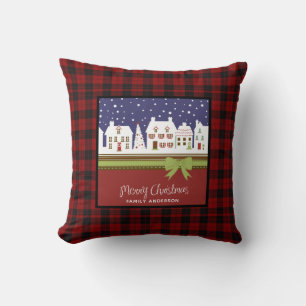Personalized Christmas Buffalo Plaid Home Sweet Throw Pillow