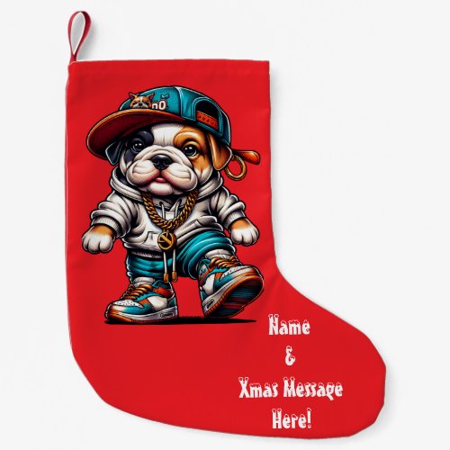 Personalized Christmas Bulldog Puppy Stocking