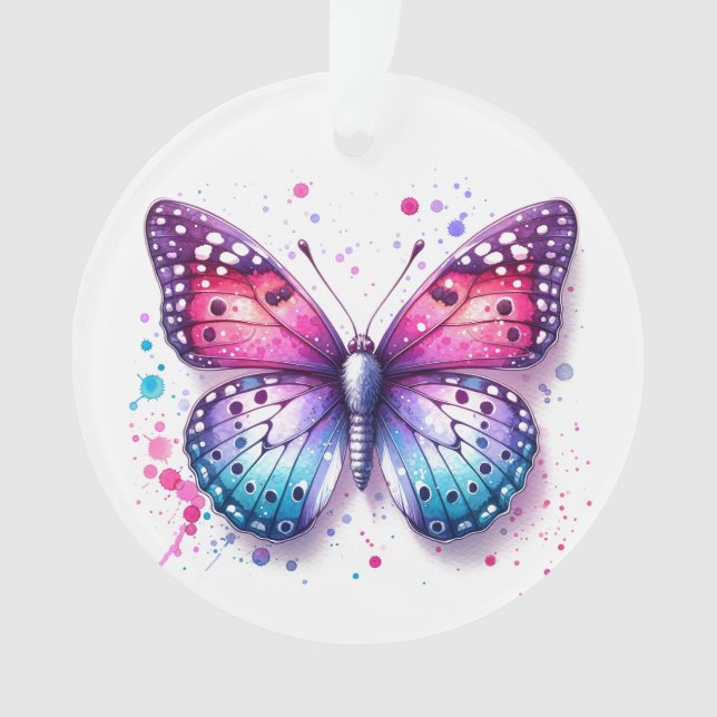 Personalized Christmas Butterfly Holiday Keepsake Ornament (Front)