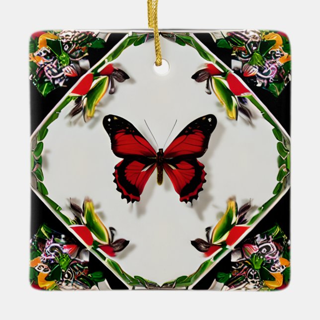 Personalized Christmas Butterfly Personalized Name Ceramic Ornament (Front)