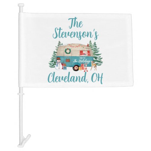 Personalized Christmas Campers Snowbirds Holiday Car Flag
