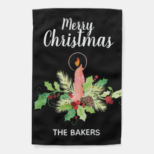 Personalized Christmas Candle Merry Christmas Garden Flag