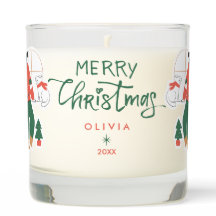 Personalized Christmas Candle with Cute Holiday