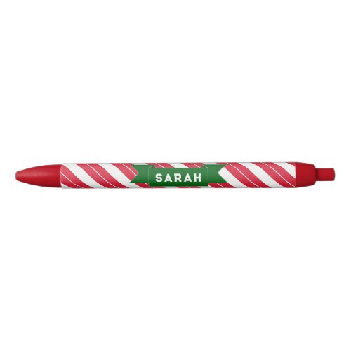 Personalized Christmas Candy Cane Black Ink Pen