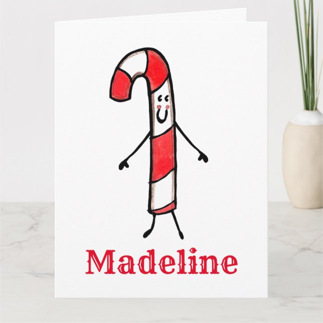 Personalized Christmas Candy Cane Card (Front)