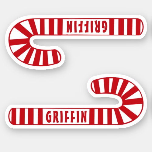 Personalized Christmas Candy Cane Gift Tags  Sticker