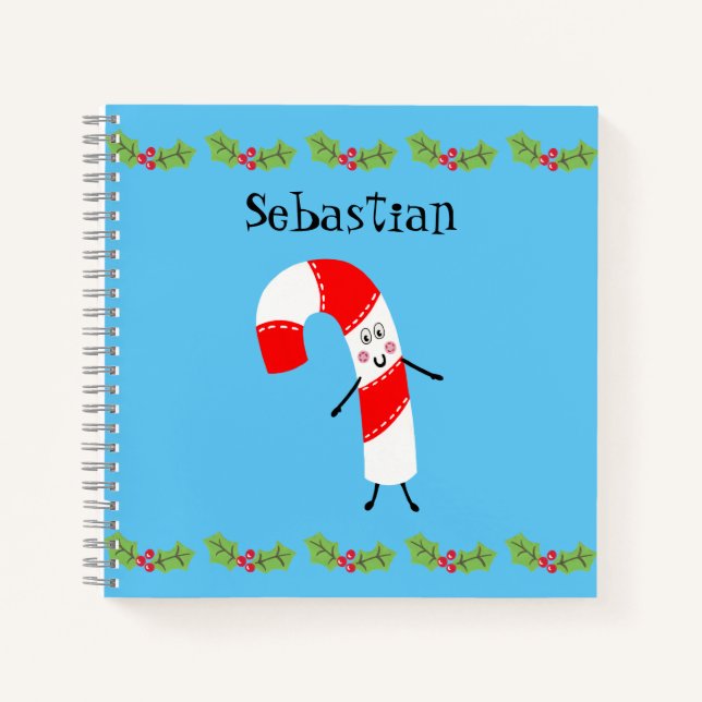 Personalized Christmas Candy Cane Notebook (Front)
