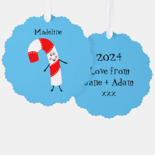 Personalized Christmas Candy Cane Ornament Card