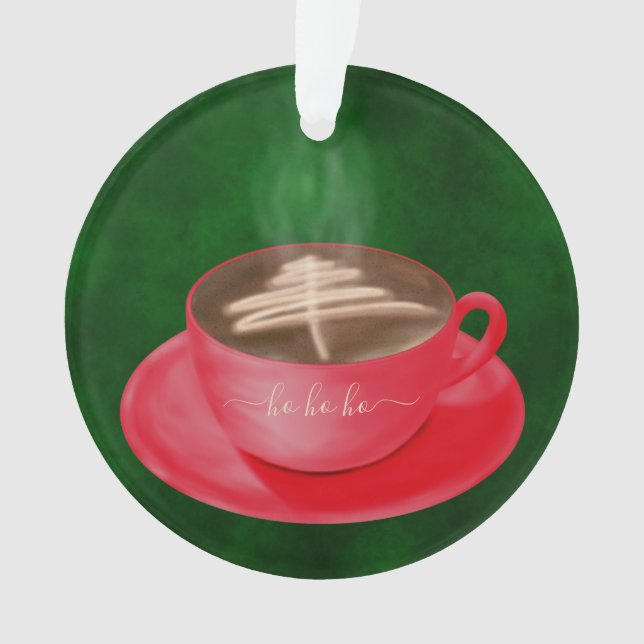 Personalized Christmas Cappuccino Art Ornament (Front)