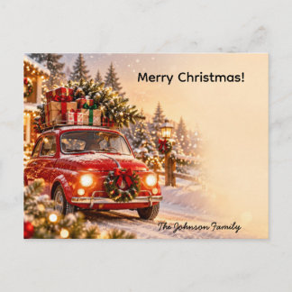 Personalized Christmas Car Christmas Tree Postcard