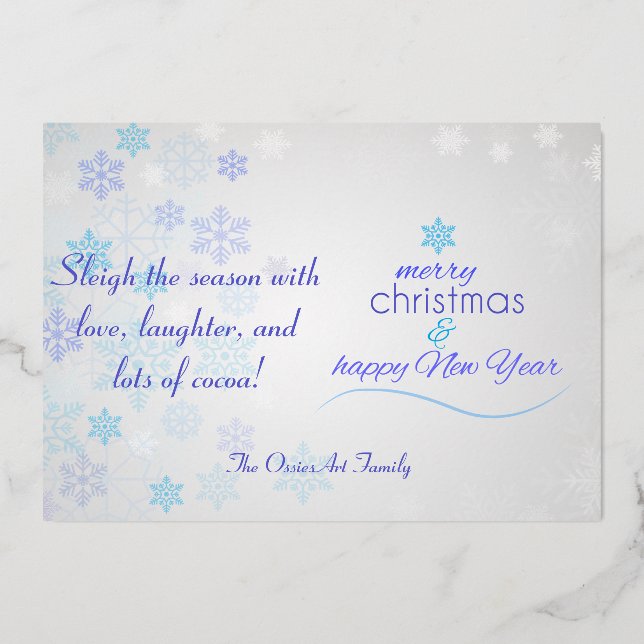 Personalized Christmas Card.  Foil Holiday Card (Front)