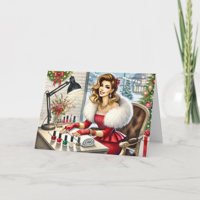 Personalized Christmas Card for Nail Salon Clients (Front)