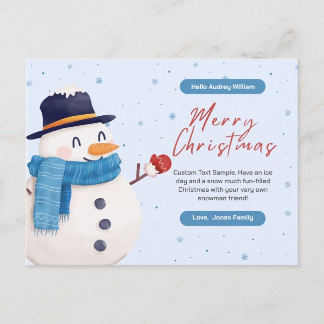 Personalized Christmas Card Postcard (Front)