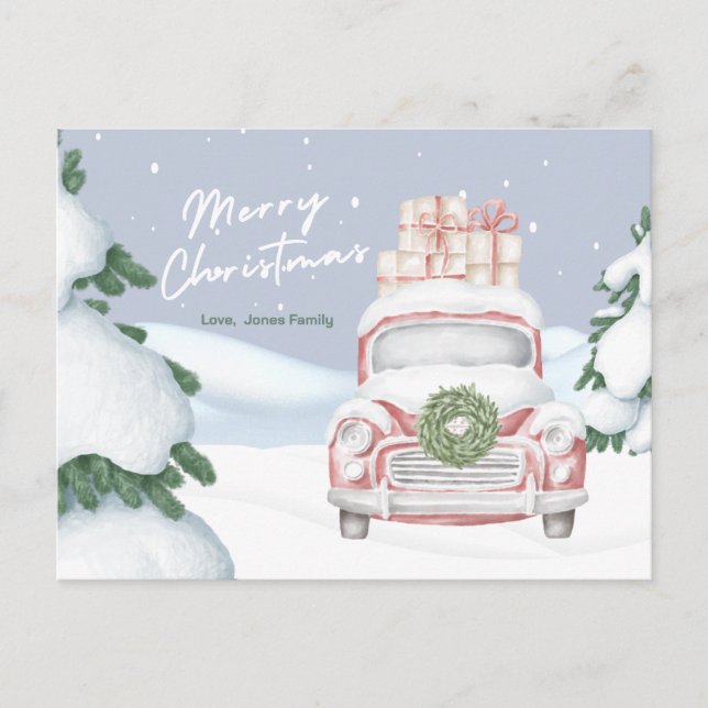 Personalized Christmas Card Traveling Postcard (Front)
