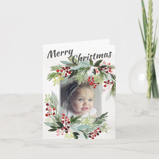 Personalized Christmas Card - Winter Berries (Front)