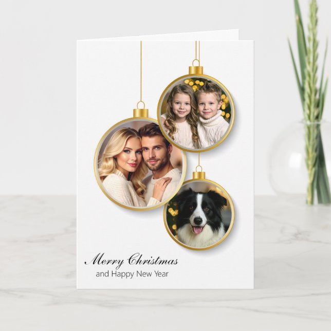 Personalized Christmas Card with Hanging Ornaments (Front)