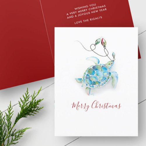 Personalized Christmas Cards No Photo Sea Turtle
