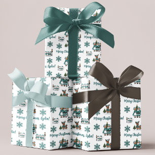 Personalized Christmas Carol Wrapping Paper Sheets