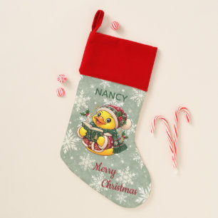 Personalized Christmas Caroler Rubber Duck Stocking