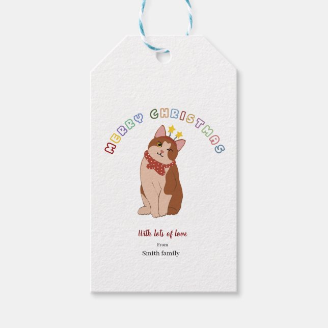 Personalized Christmas cat  Gift Tags (Front)