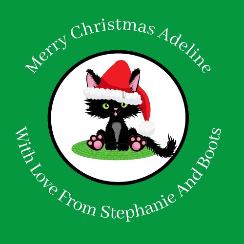 Personalized Christmas Cat In Hat On Mat Wrapping Paper