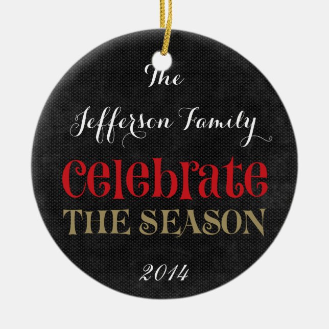 Personalized Christmas Celebrate Family Ornament (Front)